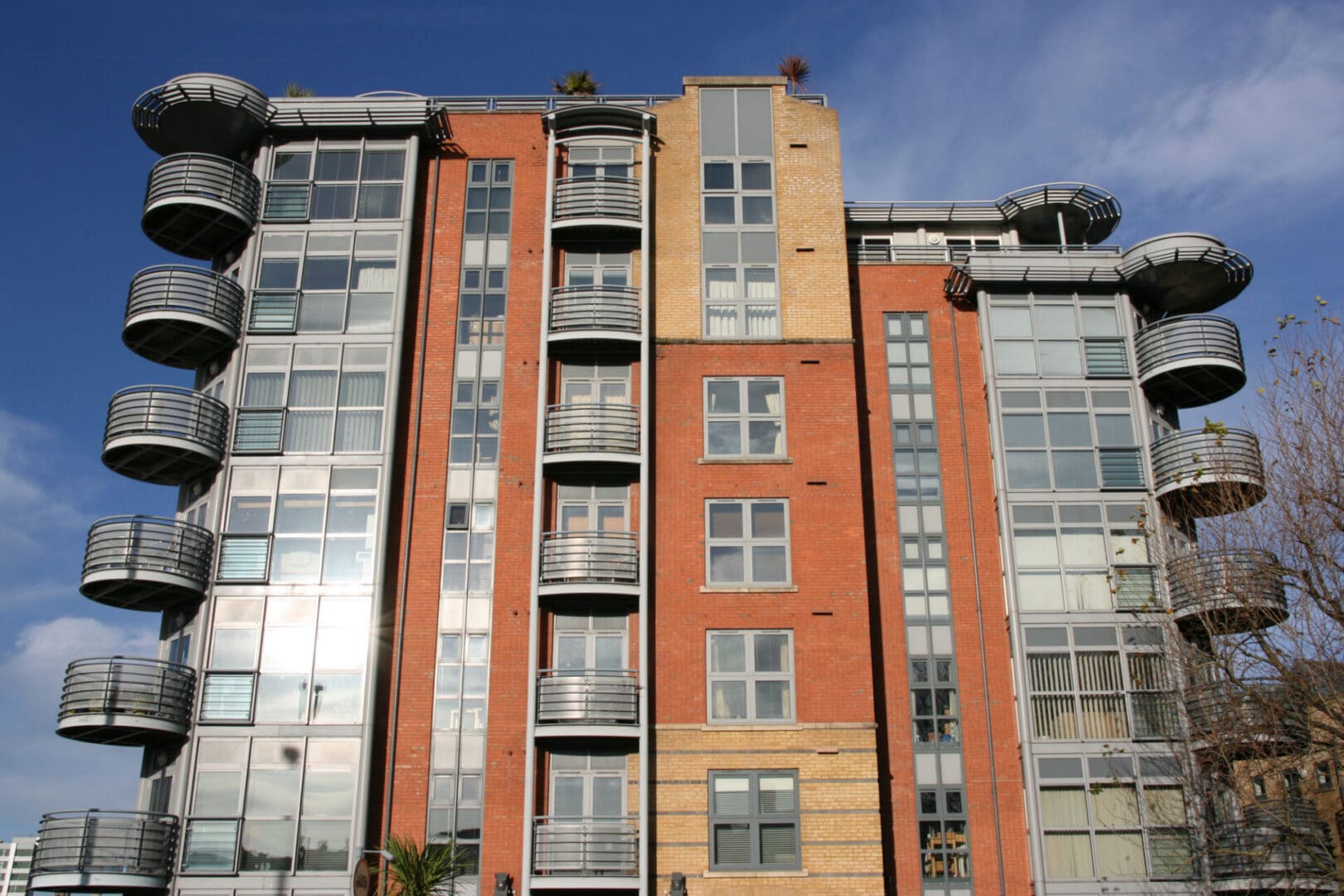 Modern architecture in Bristol, South West England. Apartment building.